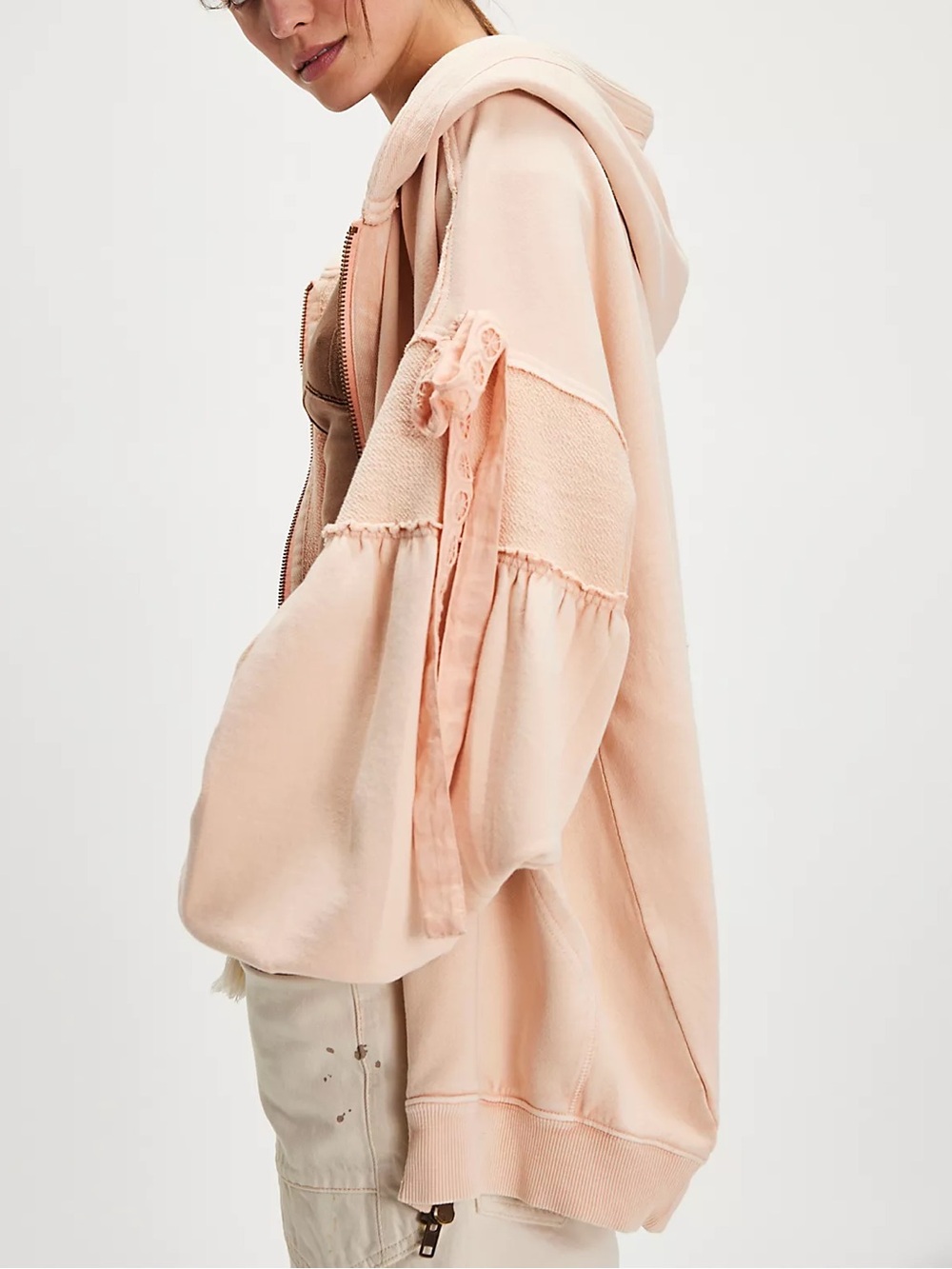 Free People Bow Girl Sweatshirt in Spring Blush Pink NWT